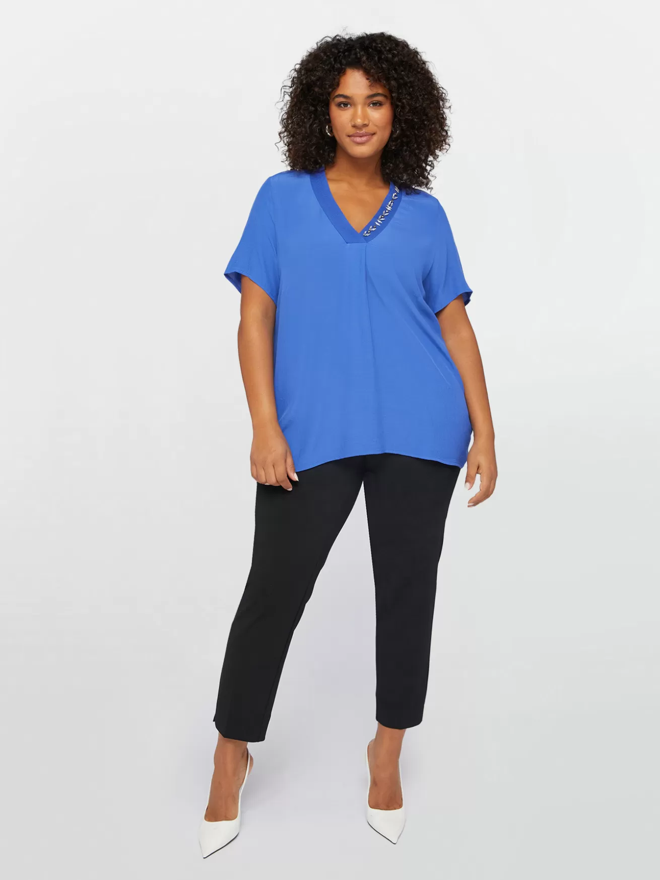 Best Sale Fiorella Rubino T-shirt In Viscosa LENZING™ ECOVERO™ Con Ricamo Bluette