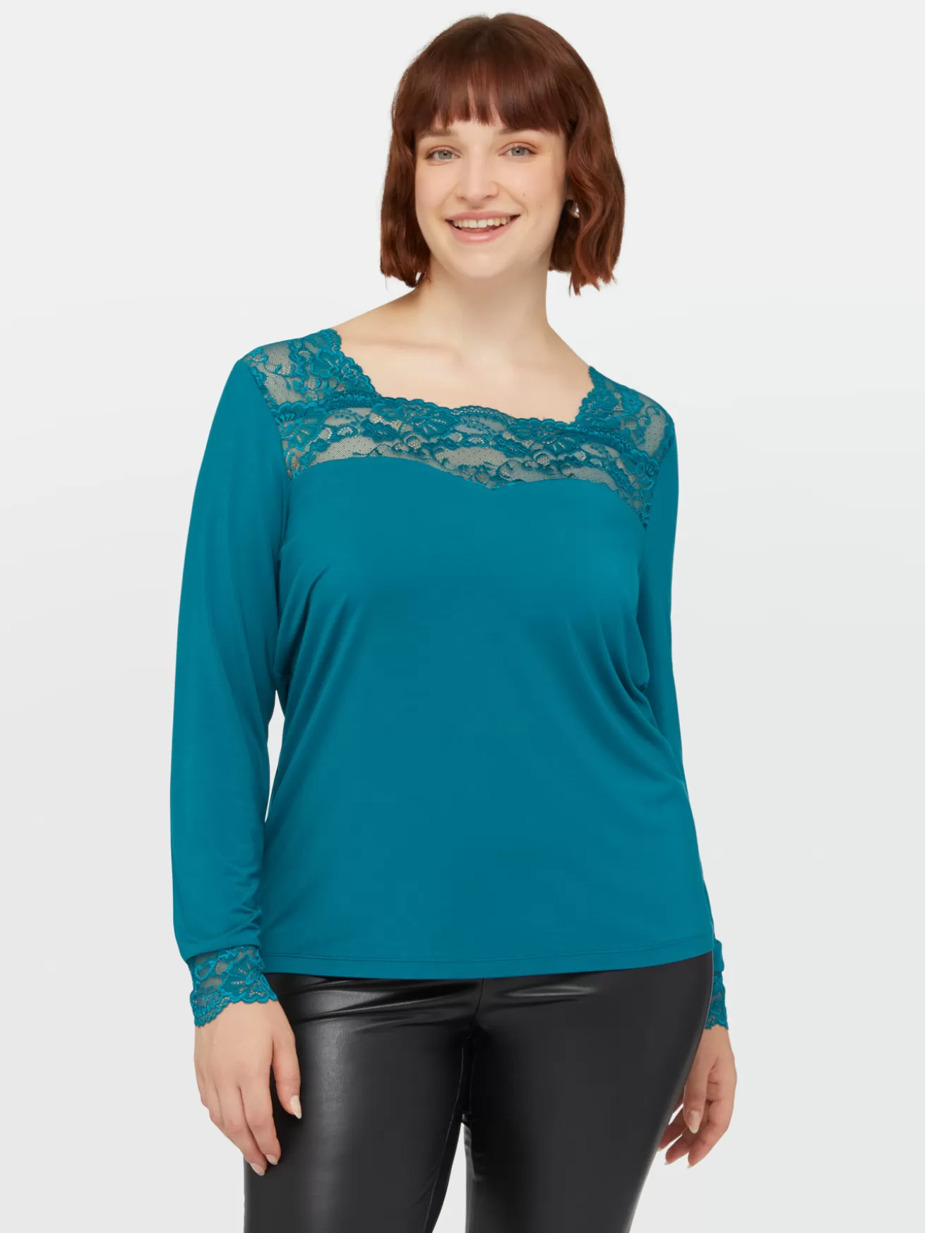 New Fiorella Rubino T-shirt Maniche Lunghe Con Pizzo Ottanio