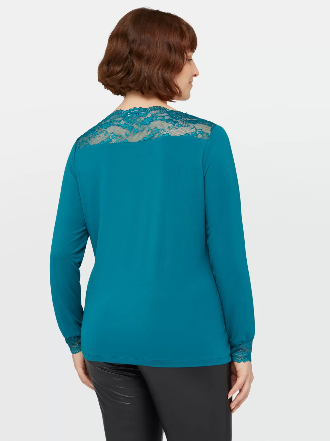 New Fiorella Rubino T-shirt Maniche Lunghe Con Pizzo Ottanio