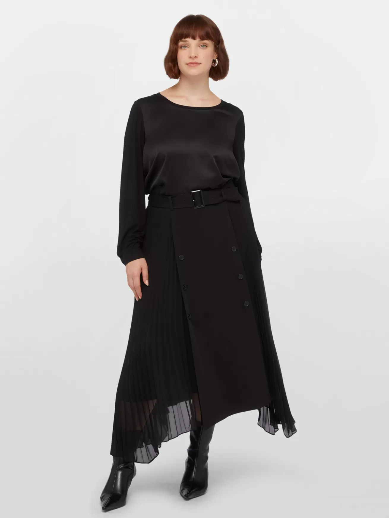 Best Fiorella Rubino T-shirt Maniche Lunghe In Due Tessuti Nero