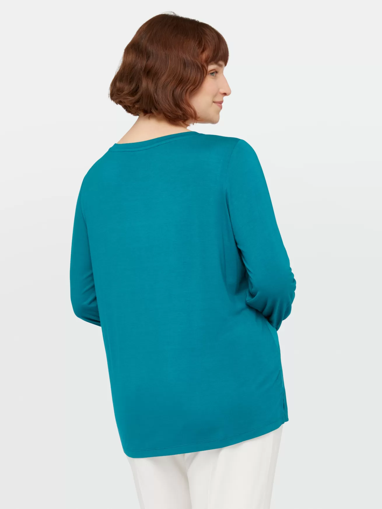 Sale Fiorella Rubino T-shirt Maniche Lunghe In Due Tessuti Ottanio